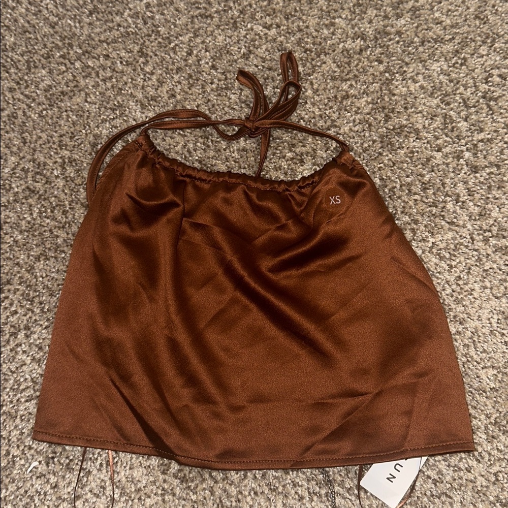 NWT Pacsun LA Hearts Brown Satin Halter Top